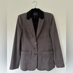 BCBG Women’s Brown Blazer with Black Contrast Collar